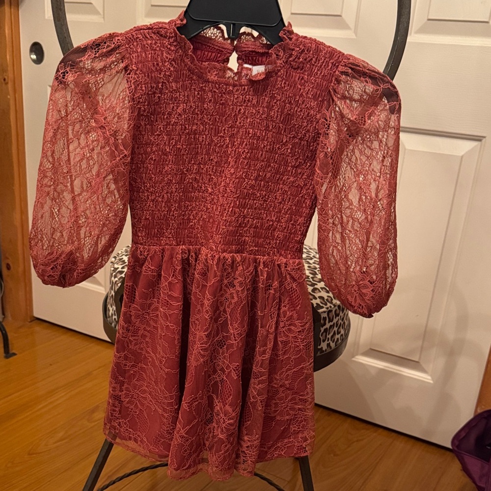 Rachel Parcell Kids Lace Dress in Deep Red